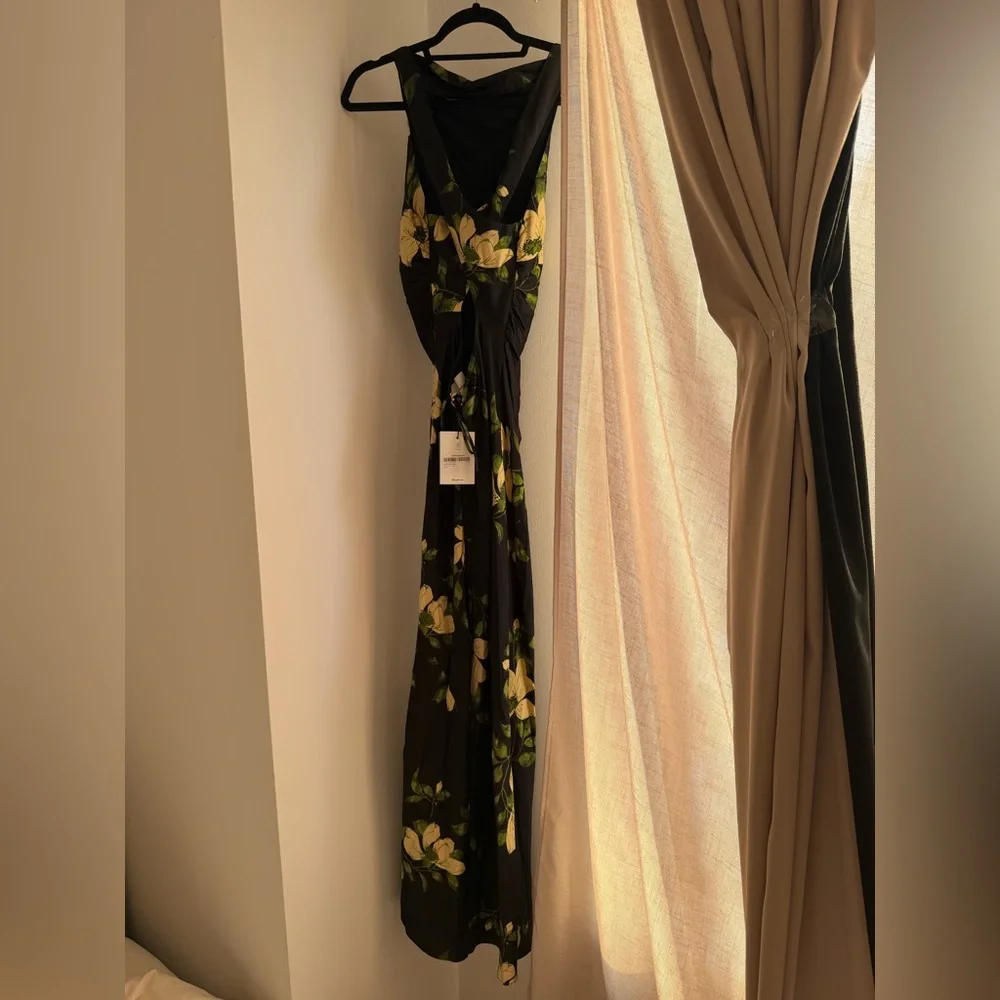 NEW Reformation Anaiis Silk Dress Black Floral Mood For Love 6 - Picture 11 of 16